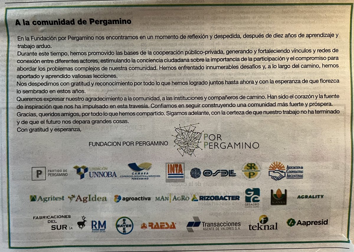 Gracias!!! por 10 años generando comunidad y cooperación público-privada por un desarrollo local integral #sostenibilidad