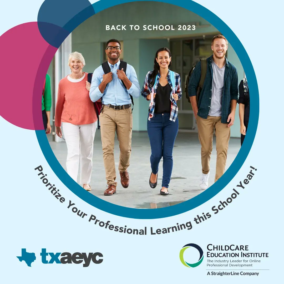 Let the learning begin! TXAEYC & @CCEIonline are here to help YOU prioritize YOUR professional learning this school year. With online trainings, conference, events, and more, we’re here to support TX ECE professionals in your professional learning! buff.ly/3YCMup7