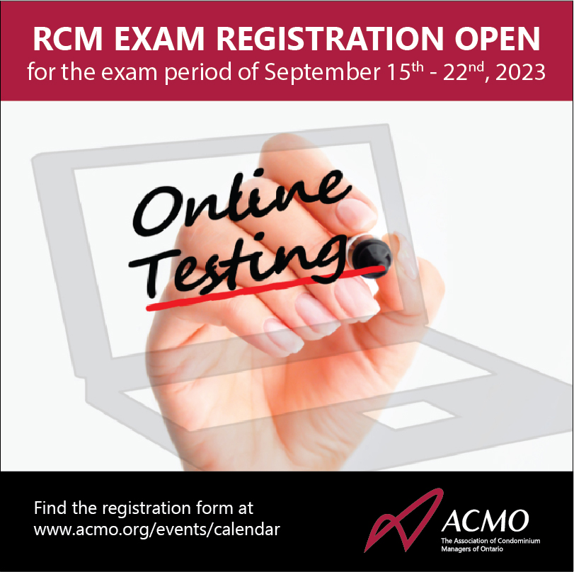 ACMO_org's tweet photo. Register now for the online ACMO RCM Exam offered by @MohawkCollege. The exam period runs September 15–22, 2023. Register now on the ACMO events calendar https://t.co/hOdbB1oPKR
#RCM #RCMExam #RegisteredCondominiumManager #ACMO #PropertyManager #CondoManager https://t.co/HjERxUNBW5