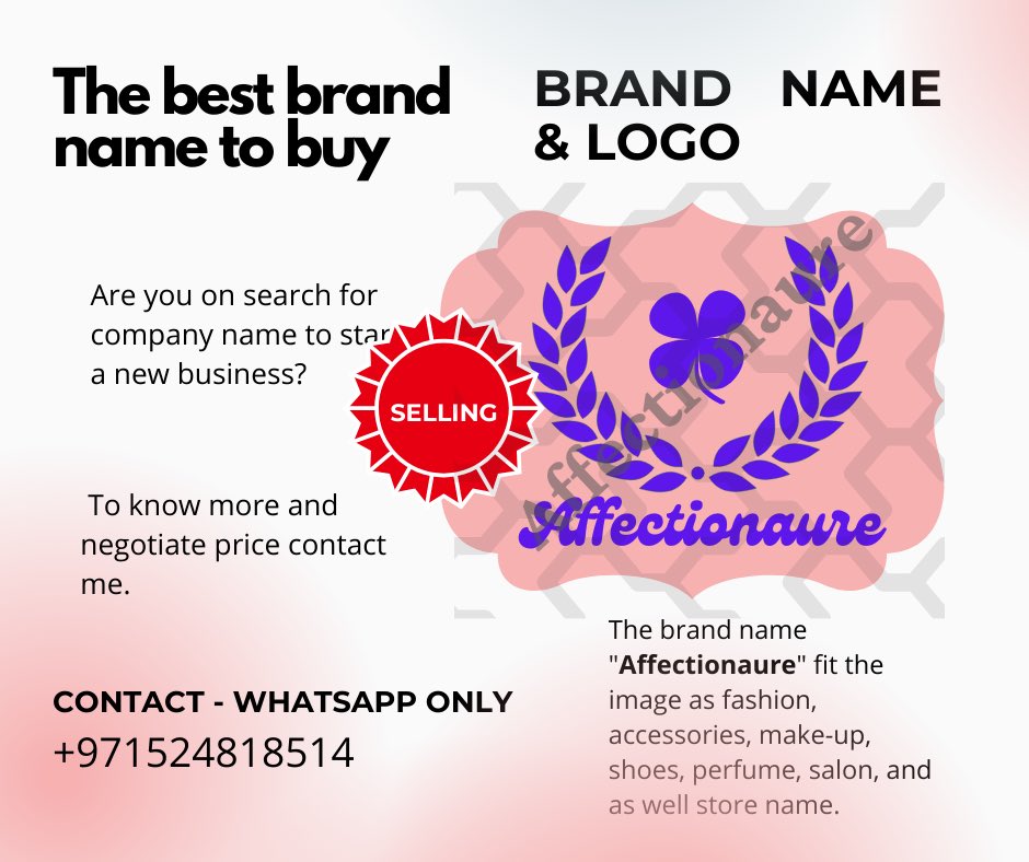 The best brand name to buy. Are you on search on new company name to start new business? “Affectionaure' is the best to fit the business image as fashion, accessories, make up, cosmetics, perfume, salon and as well as store. 
#brandlabel #businesslaunch #