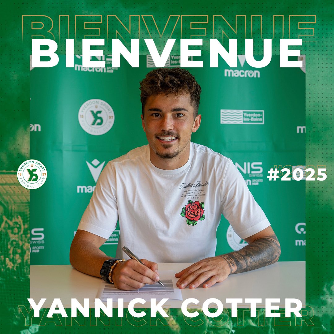 yverdonsport's tweet photo. 𝗕𝗶𝗲𝗻𝘃𝗲𝗻𝘂𝗲, 𝗬𝗮𝗻𝗻𝗶𝗰𝗸 !👋🏻💚
Milieu de couloir talentueux, Yannick Cotter (21 ans) vient renforcer le secteur offensif d’YS !

Le Valaisan évoluait la saison dernière avec la réserve de la Juventus. Il est désormais lié avec YS jusqu’en 2025 !

#AllezYS https://t.co/YqrUSw9IaA