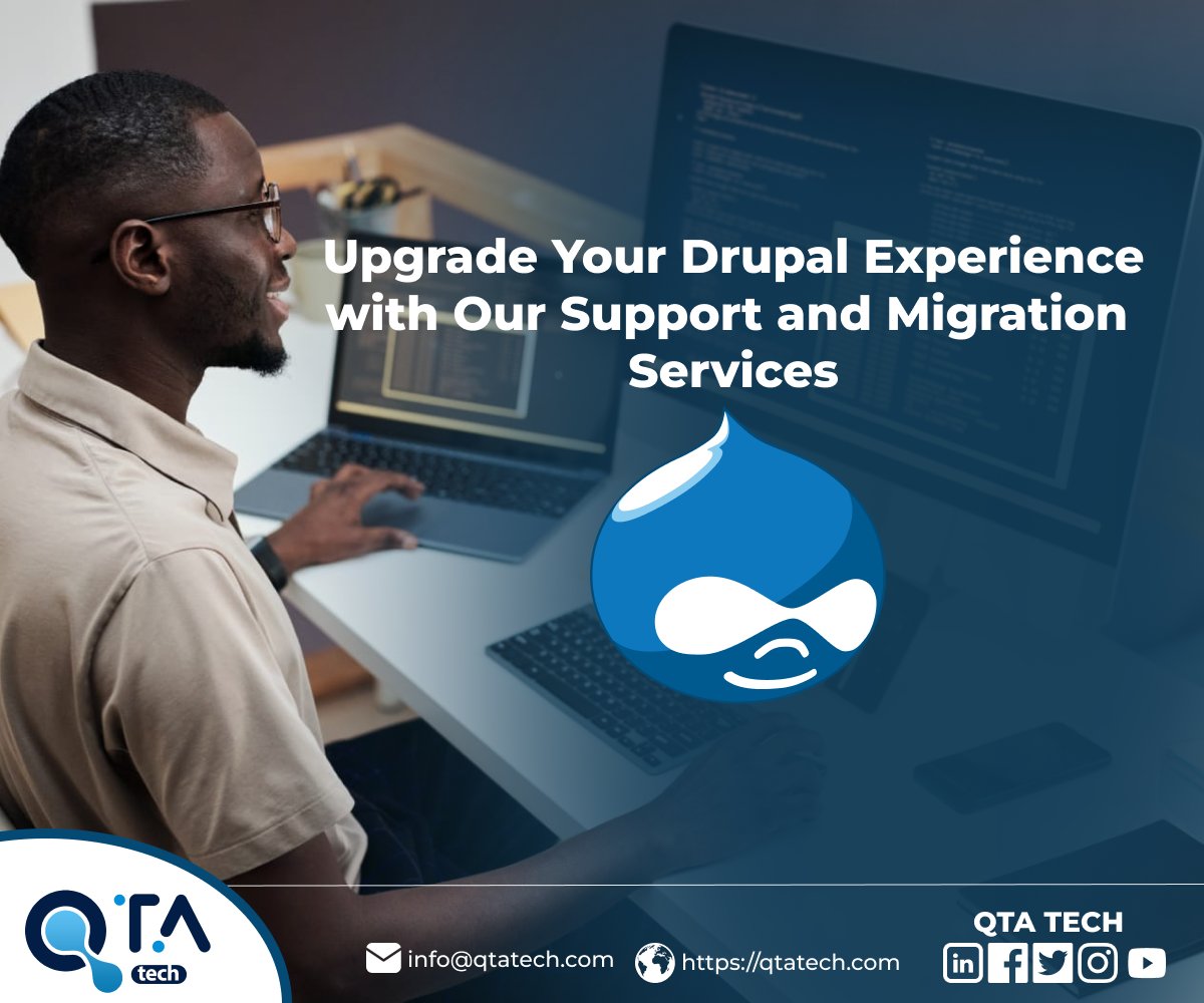 🚀 Elevate your Drupal experience with our expert Support and Migration Services! 🌟 Unlock enhanced performance, seamless transitions, and top-notch support. Upgrade your Drupal journey today! 🔗  qtatech.com/en/drupal-deve… #DrupalUpgrade #MigrationServices #ExpertSupport