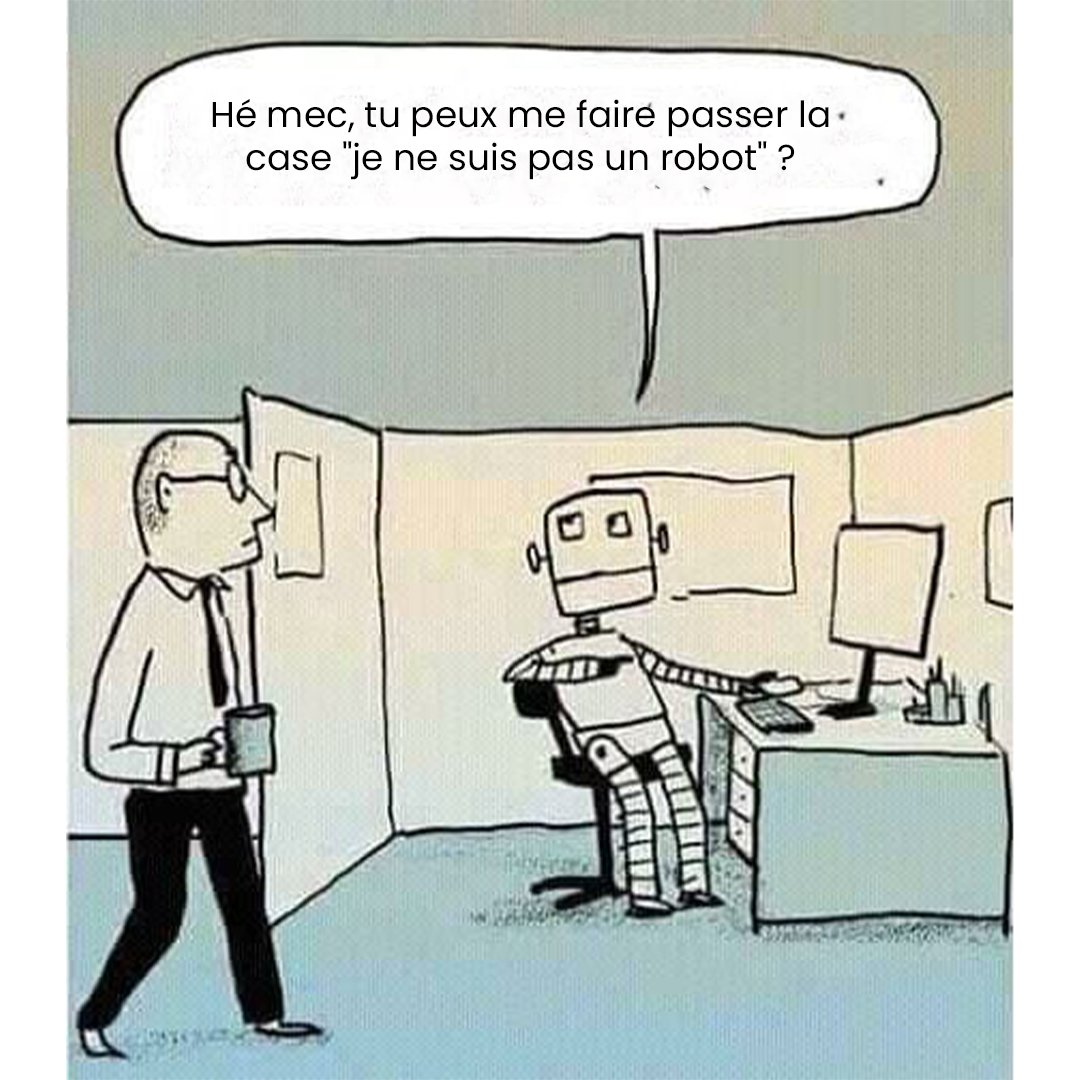 techitallEng's tweet image. Quand même les robots en ont marre de prouver qu&apos;ils ne sont pas des robots ! 
 Apparament, les robots ont aussi leurs journées compliquées ! 
 Suivez nous  pour ne rien louper !

#HumourTech #robotfarceur #Robotique  #IAHilarante #Blaguesrobot #RobotRigolo #RireQuotidien