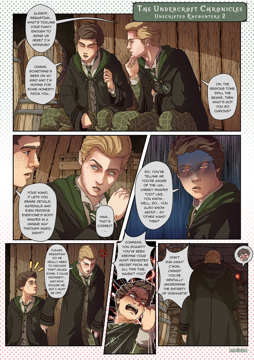 ※THE UNDERCROFT CHRONICLES 2※
As we already know, Ominis can't see others with the same eyes, BUT from now on, YOU WON'T BE SEEING HIM WITH THE SAME EYES EITHER!
★PART 1> twitter.com/Meizze_art/sta…

#ominisgaunt #sebastiansallow #HogwartsLegacy #sebinis