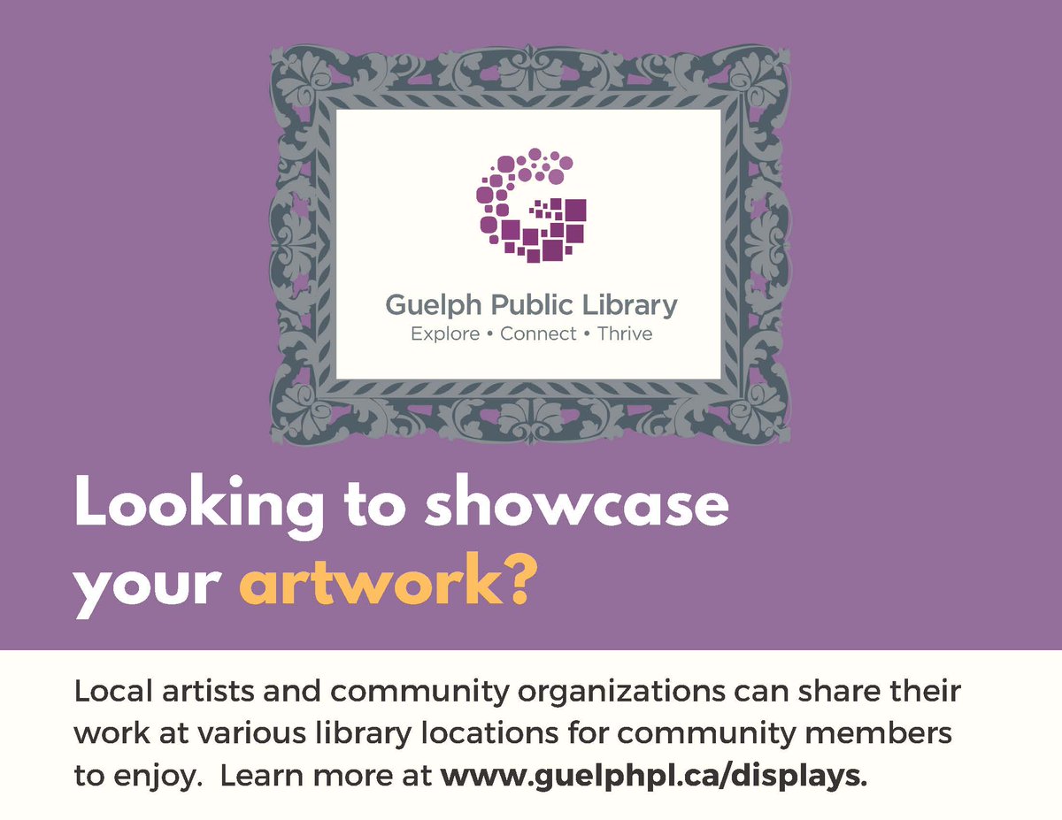 The Main Library is accepting community display bookings for September & December 2023 and January to December 2024 on a first come, first reserved basis. Learn more about this free service and book a space at guelphpl.ca/displays