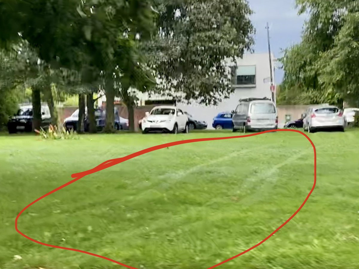 Abbeyfield park #Killester beside children’s swing, at least 6 cars parked on green. Tyre marks from driving across the green. Bollards/planters/respect needed. <a href="/KillesterDonny/">Killester Donnycarney FC</a> <a href="/KillesterTweet/">Killester History</a> <a href="/KillesterEstate/">Killester Garden Village Committee</a> <a href="/GardaTraffic/">An Garda Síochána</a> <a href="/RSAIreland/">RSA Ireland</a> <a href="/DCCclontarf/">Dublin City Council – Clontarf</a> <a href="/DubCityCouncil/">Dublin City Council</a>