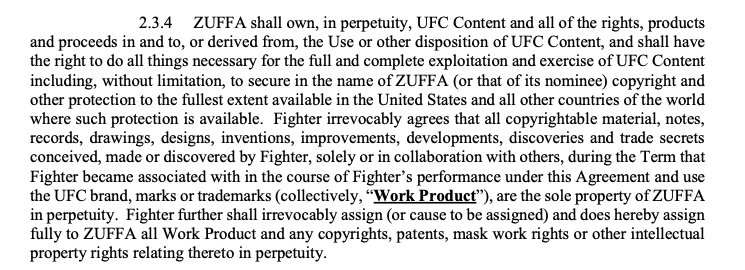 heynottheface's tweet photo. Just to be clear, it's not guaranteed that the UFC could or would do this it's that the terms are vague enough that they potentially could. https://t.co/lNciy7udP8