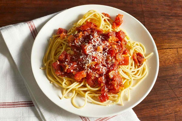 In Italian cuisine, 
 
Pasta and Sauce are considered to be a single dish,

With the sauce being an integral part of the pasta dish

#pastasauce