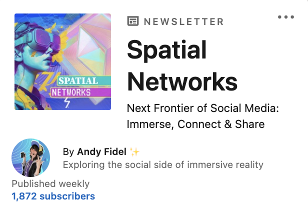 AndyFidel_'s tweet image. Hey XR fam on Twitter! 🚀

Started a newsletter in May &amp;amp; we&apos;re already at 1,872 subscribers! 🎉 Got content wishes? Ideas? Want to co-write? 

Drop your thoughts in the comments below! lnkd.in/eE3NUUB3

#socialVR #spatialnetworks #vrcommunity