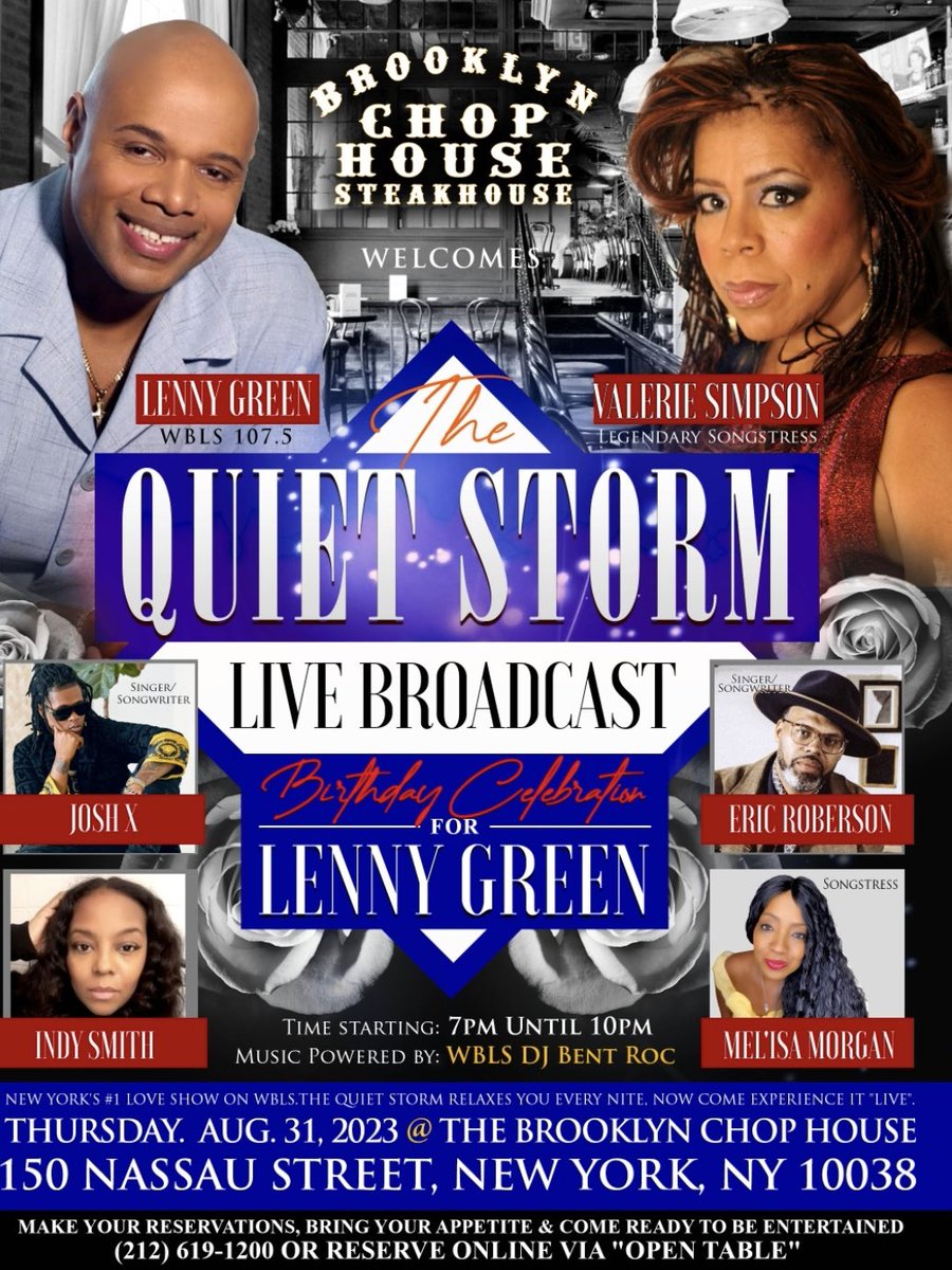 kens888's tweet photo. Proud to have @ivaleriesimpson  @melisamorgan22 @Iamericroberson @JoshXantus celebrate @LennyGreen birthday @BrooklynChop @wbls1075FMNYC @itsindyonline #lennygreen #happybirthday #thequietstorm #wbls #valeriesimpson #ashfordandsimpson #joshx 
#ericroberson #melisamorgan #wbls https://t.co/P1HbHBw1nc