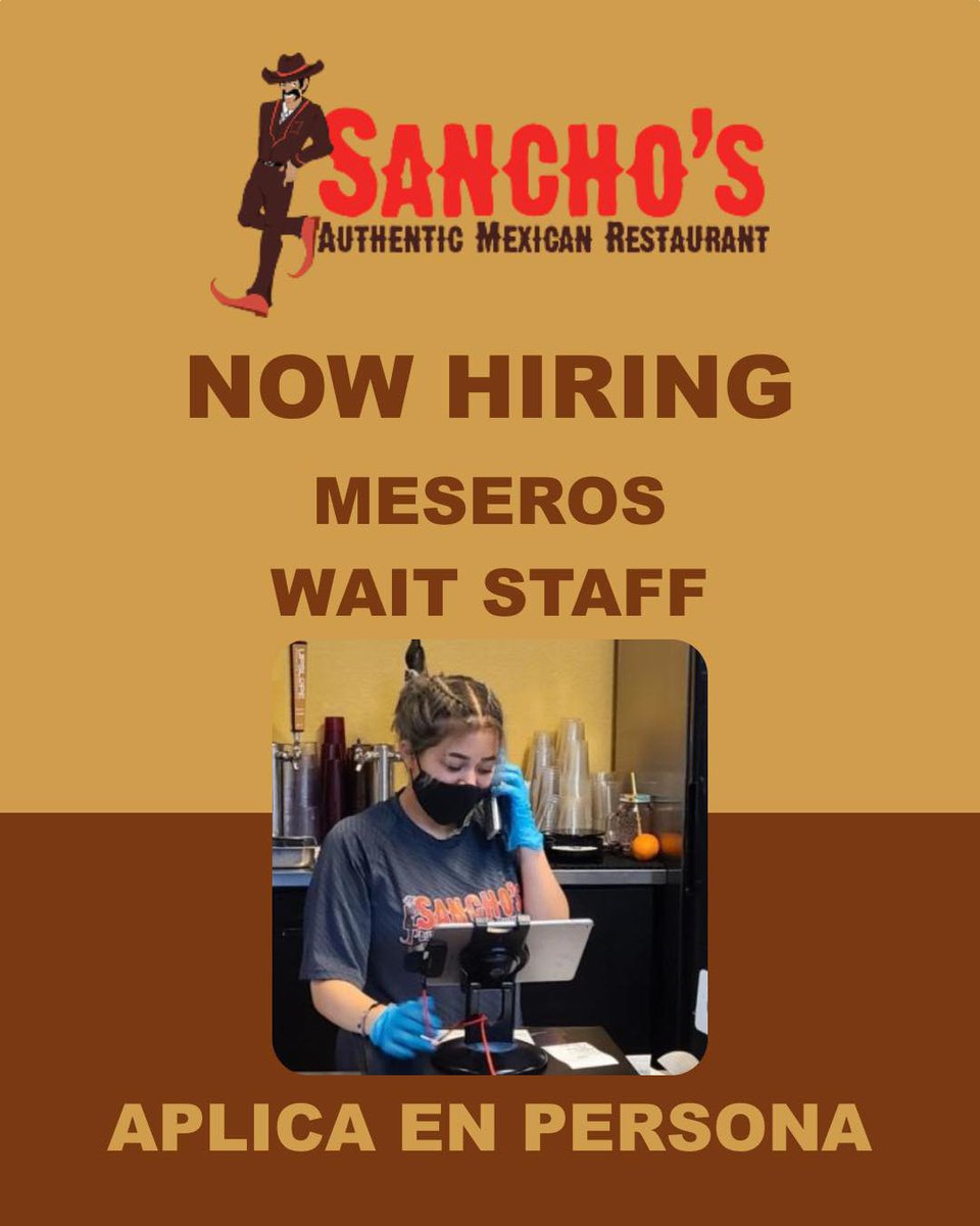 NOW HIRING: MESEROS, Aplica en persona
Wait Staff, apply in person
6545 Gunpark Drive #280, Boulder, CO 80301