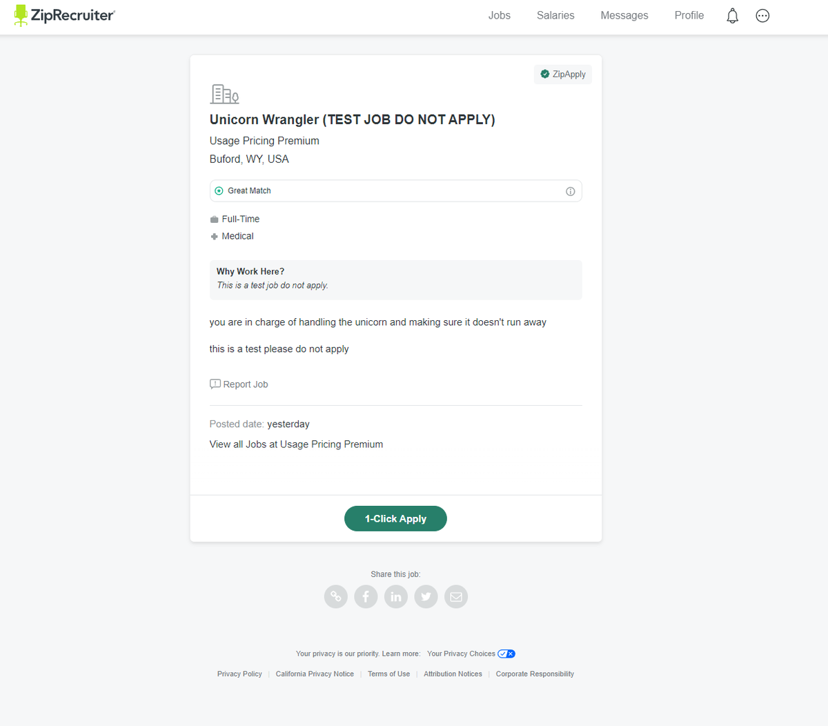 TheRealNiterat's tweet photo. Well looks like I may have found my dream job! thanks to @ZipRecruiter that's Right folks I Think I'm gonna swap Career Paths to become a Unicorn Wrangler!

 #jobsearch #careers #CareerGoals #CareerOpportunities #unicorn #InCaseYouMissedIt https://t.co/VYU9z1GgEz