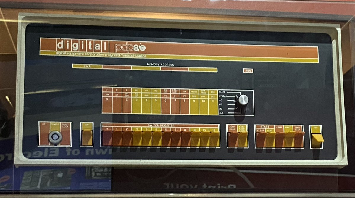 PDP8/E front panel at the <a href="/computermuseum/">Computing History</a> on Saturday. Probably my favourite computer of all time.