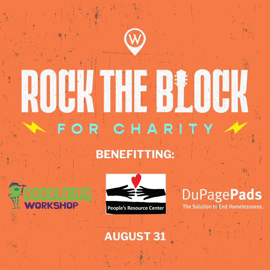 Join us on Thursday, August 31st in Downtown Wheaton at Rock the Block for Charity! Enjoy a free outdoor concert & charity givebacks all day when you shop & dine at 20 participating local businesses. We are so grateful to be supported by our incredible Wheaton community!