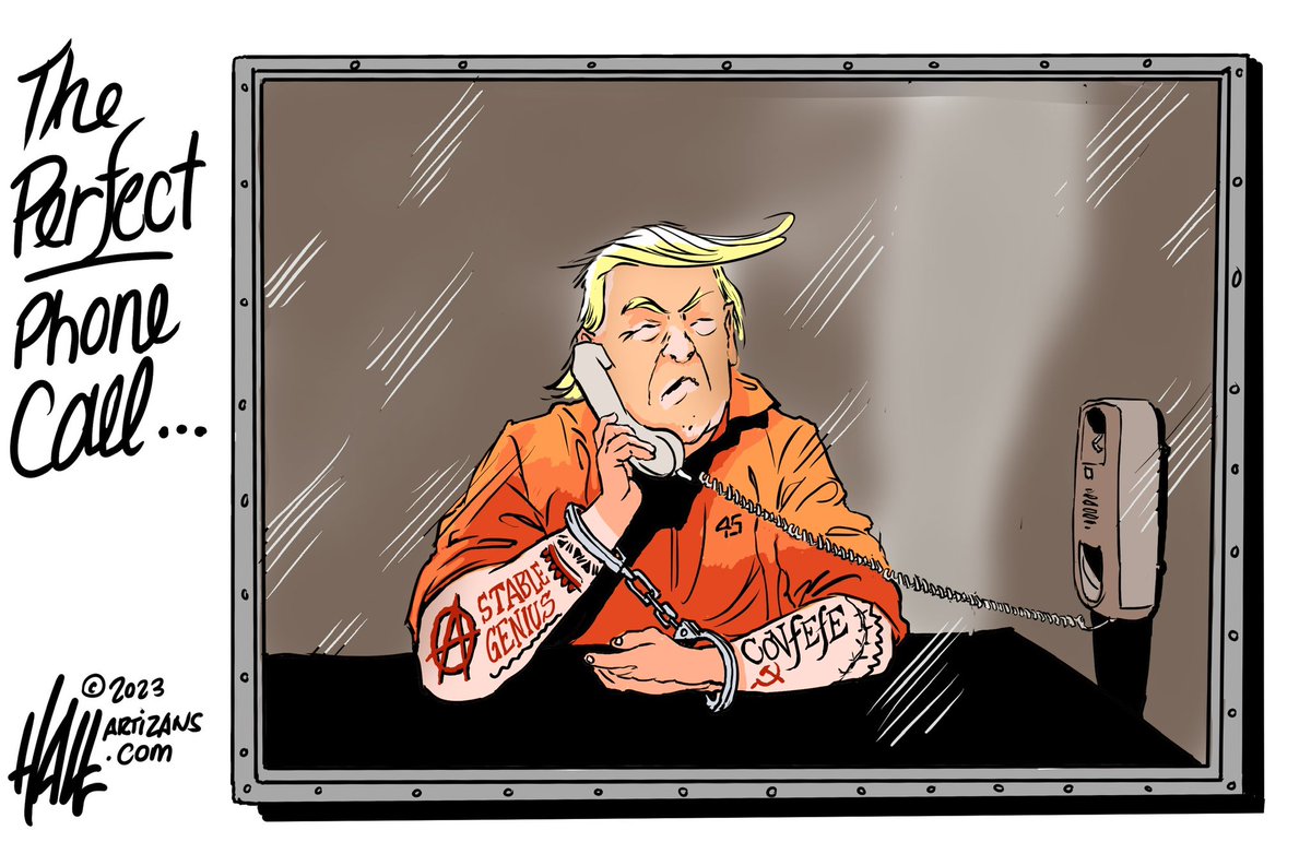 halltoons's tweet image. Perfection. #perfectcall #trump #TrumpArraignment #TrumpForPrison2024 @ElayneBoosler @Acosta @co_rapunzel4 @IAmAmnaNawaz @AprilDRyan @JuddApatow @Yamiche @LESTRENTtv @jaketapper @CapehartJ @MaggieJordanACN @claire_goforth @jimsciutto