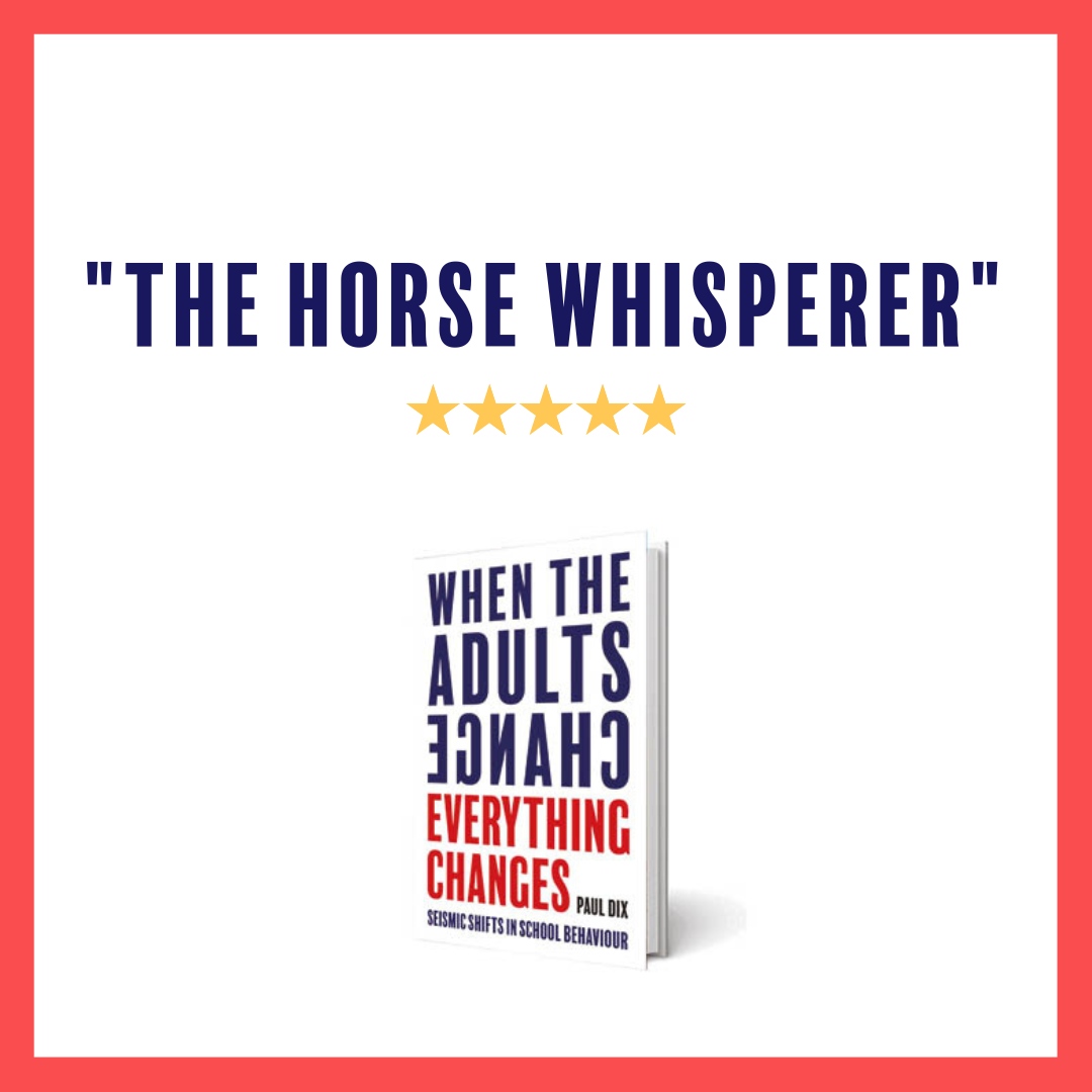 TheAdultsChange's tweet image. &quot;Do you ever see those videos online where they’ve bought a horse everyone says is too wild, but they tame him over the years with patience, kindness and understanding? Well this book is how to do that with humans, but quicker.&quot;

#WTACBookClub #CPD #EdReform #SLT @pauldixtweets