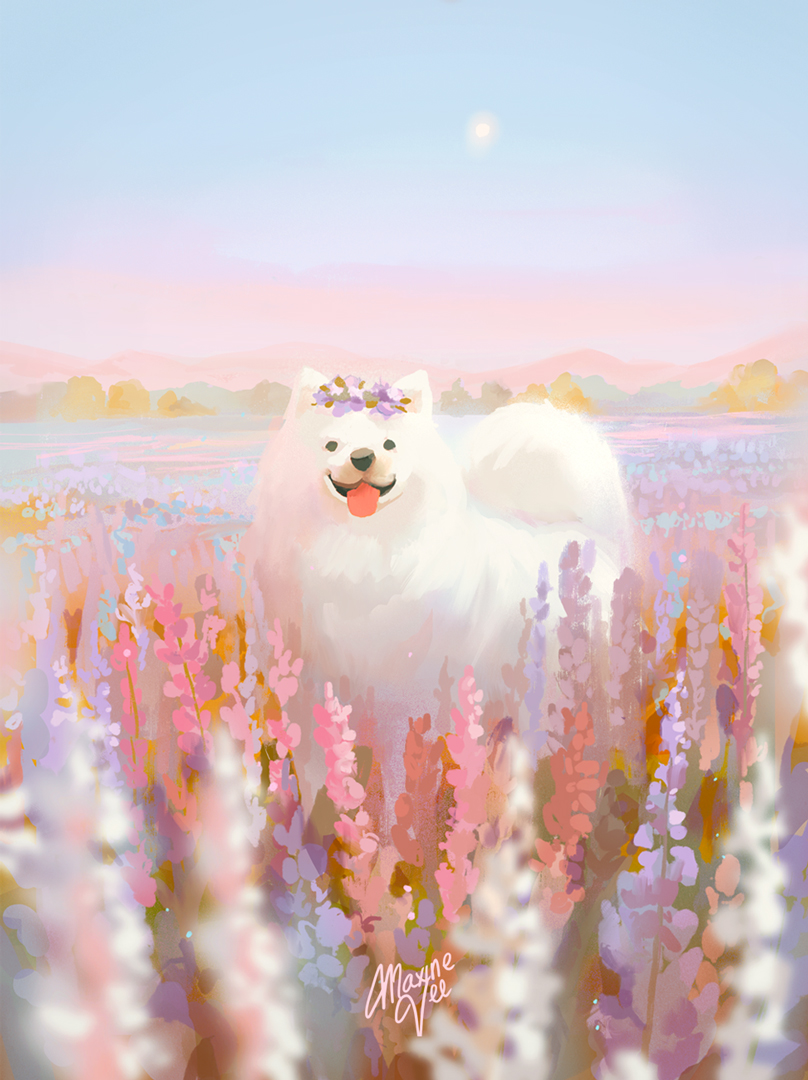 Today's doggust is a samoyed! Here's one I painted last year! 🥰