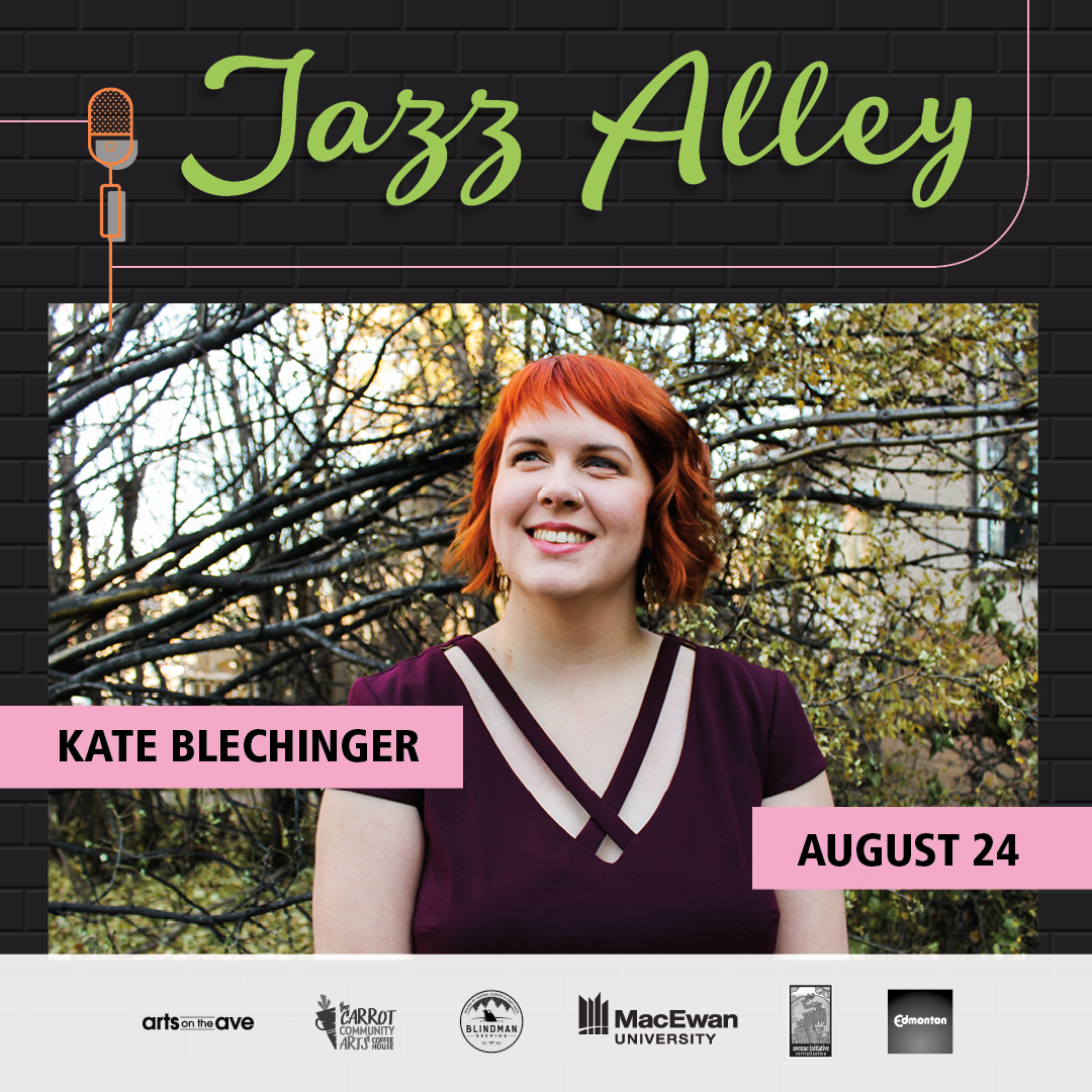 thecarrot118's tweet photo. This Thursday, August 24, the tremendous @KateBlechinger  will be taking over Jazz Alley! 

Kate is an inventive Edmonton based vocalist, composer, and arranger. You may also know her as one part of @thejivinbelles! The show kicks off at 6 pm with the Spare Rib Trio. 🎸 #yegmusic https://t.co/IZObXPVsa2