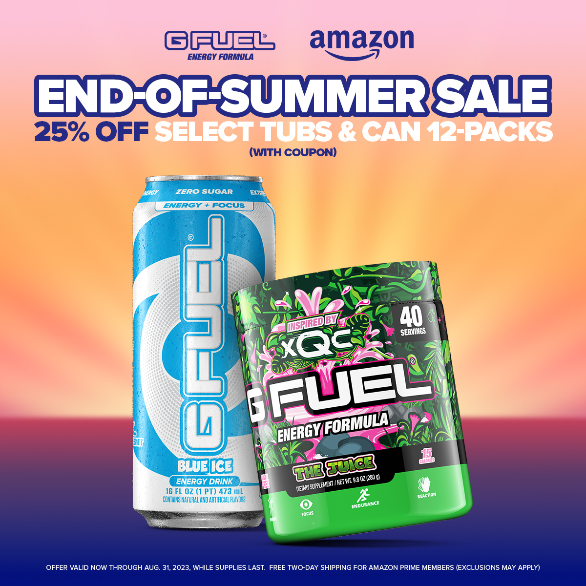 GFuelEnergy's tweet photo. 🧡 𝗟𝗜𝗞𝗘 + 𝗥𝗧 + 𝗙𝗢𝗟𝗟𝗢𝗪 to win a #GFUEL ITEM OF YOUR CHOICE! 2 winners picked later this week in honor of our AMAZON SUMMER SALE! 

✅ 2 Day Prime Shipping Available!
✅ 0 Sugar! 0 Crash! 0 Jitters!
✅ Ends August 31st!
✅ US Only!

🛍️ 𝗦𝗛𝗢𝗣: https://t.co/sRROtRcGz5 https://t.co/6cTVrZPCTO
