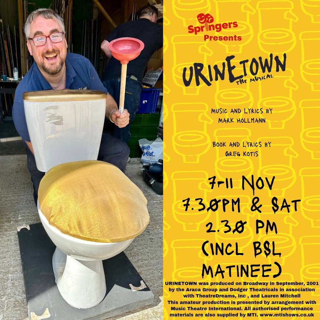 A sneak pee-k of what is happening behind the scenes, the stage management team and volunteers helping build the set 🪠

Our production of Urinetown will be at Chelmsford Theatre Studio 7 -11 November🧻

Tickets 🚽 chelmsfordtheatre.co.uk/events/urineto…

#Springers #Urinetown #MusicalTheatre