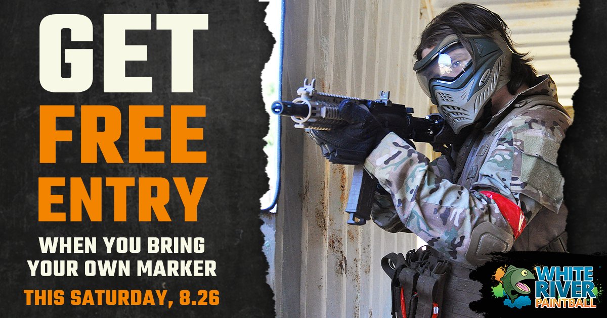 WRPaintball's tweet photo. Join White River Paintball for the first Boot Camp for Dystopia this Saturday (08/26) from 12 pm- 3 pm and get a FREE all-day admission 👍

Get the promo code online at: https://t.co/Dh0mxuC4y0

#WhiteRiverPaintball #Paintball #PaintballField #OpenPlay #AndersonIN #Specials https://t.co/8qJfP011YA