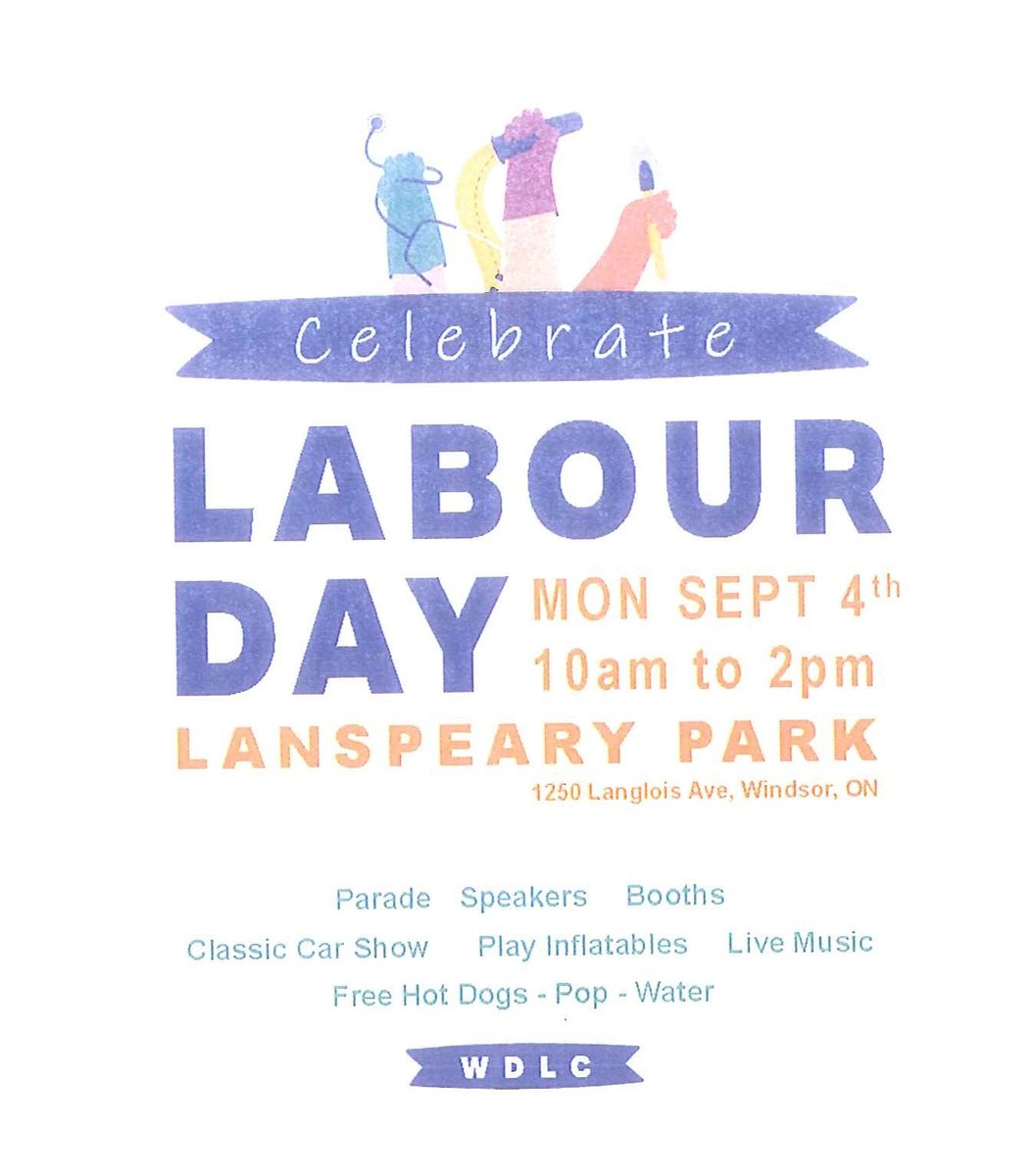 🎉 Join Unifor Local 2458 for a Spectacular Labour Day Celebration! 🎉

📅 Date: Monday, September 4th
🕙 Time: 10:00 AM - 2:00 PM
📍 Location: Lanspeary Park, Windsor

Get ready for an unforgettable Labour Day experience filled with fun and camaraderie! Here's what's in store...