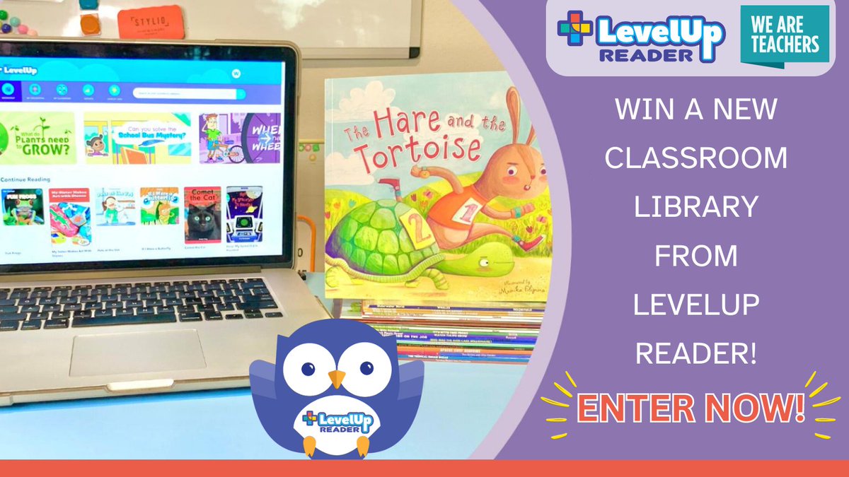 📣📣 GIVEAWAY ALERT! 📣📣
Want to give your classroom library a boost this Fall?  
Enter our latest giveaway via WeAreTeachers:  
conta.cc/3QNCQ0K 

You could win:  
📚 A collection of 30 physical books  
🦉 A Hootie the Owl plush toy  
🖥️ A LevelUpReader license for up to