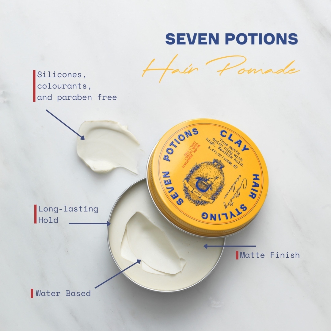 Elevate style with Seven Potions Hair Clay! 💈✨ 

Get the perfect #MatteFinish for a rugged look that lasts. Our #WaterBased formula is easy to apply and wash out, leaving you with safe, sustainable, and healthy hair. 

Elevate your look today! 💪

l8r.it/FFjv