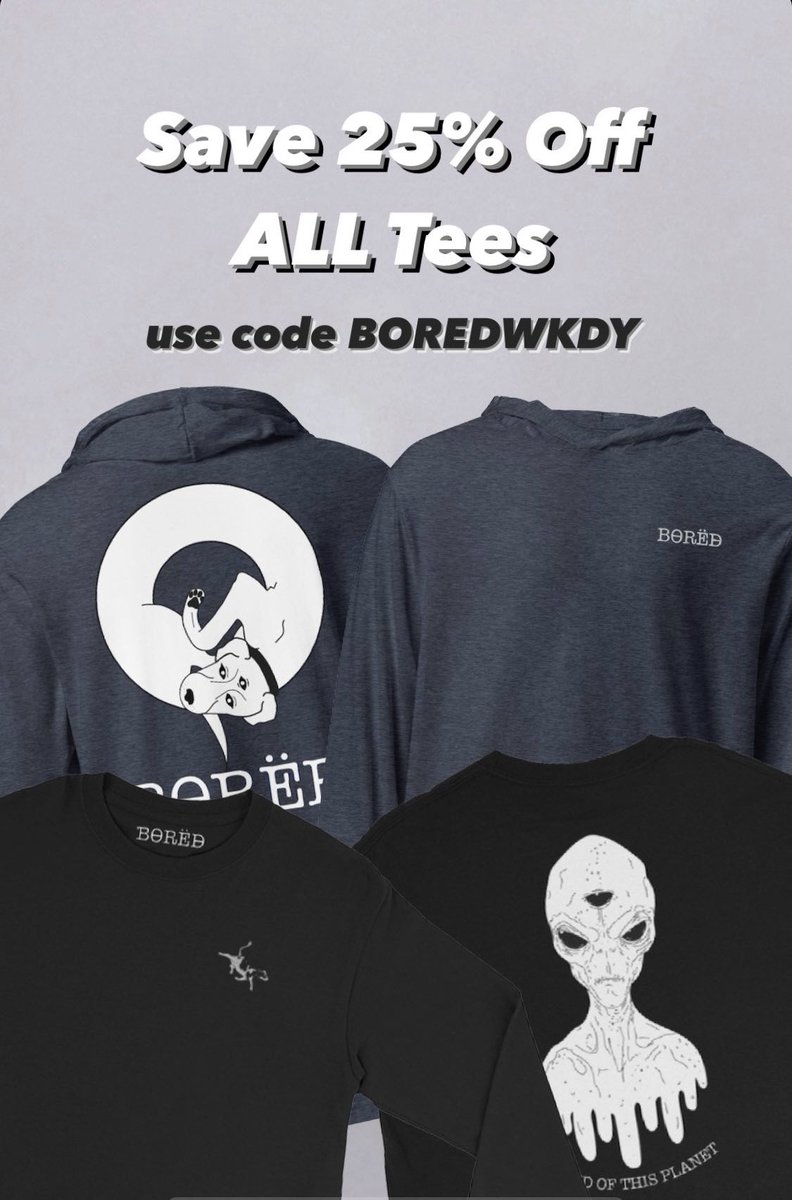 boredbyburnom's tweet photo. Bored? Shop our original art 💀

🔗https://t.co/Qu1a78Ytud

In this pic: Bored Dog Hooded Long Sleeve and Bored of This Planet Embroidered Ling Sleeve

#bored #art #artist #tees #shop https://t.co/FEcJdt4mfZ