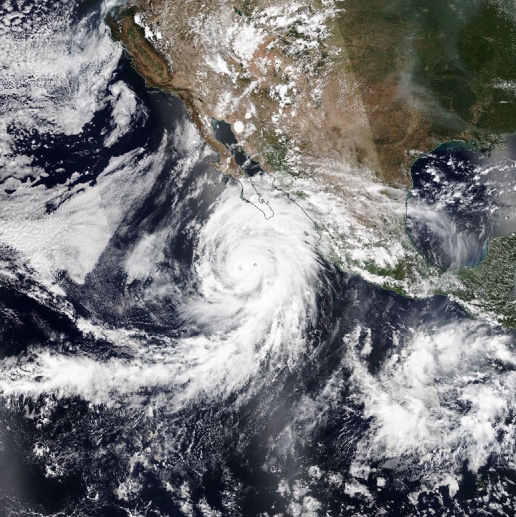 In a #NOAA20 satellite image from August 18, 2023, Hurricane #Hilary was seen beside the western coast of Mexico, headed toward California. At the time, the intense storm was labeled a Category 4. Over the weekend Hilary weakened to a tropical storm.