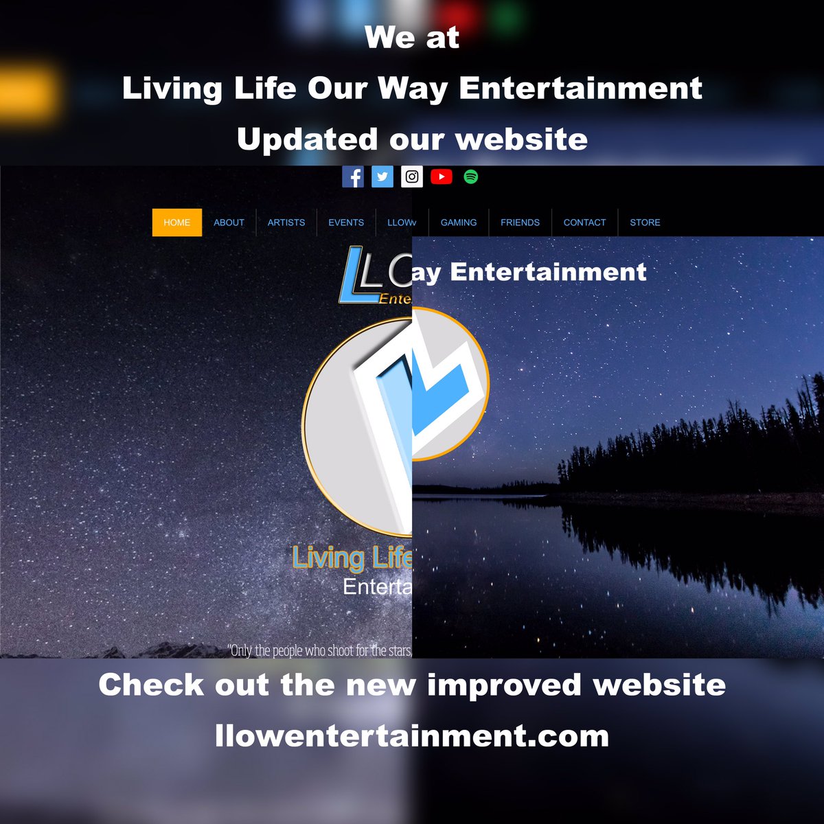 LL0WEnt's tweet photo. We are very excited to present the update to our website…this is the first of many stages.

Take a look at:
https://t.co/MwtGvqM0eZ
Link is in our bio

#llow #llowentertainment #teamllow #livinglifeourway #music #game #gaming  #dev  #gamedev #blog #blogger #follow #website https://t.co/MwNtuTlIbf