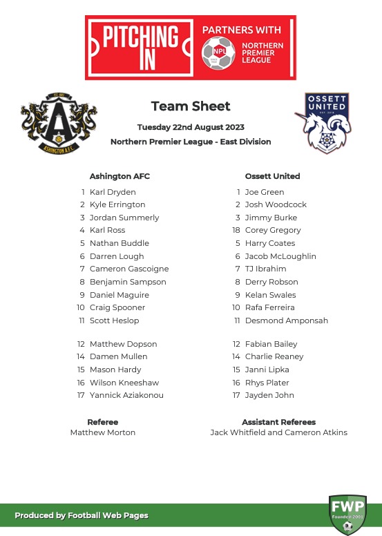 Ashington_FC's tweet photo. The teams for tonight's @NorthernPremLge East game at home to @OssettUnited #HowayTheColliers โซโชโฝ๏ธ https://t.co/RXESDlbaOt