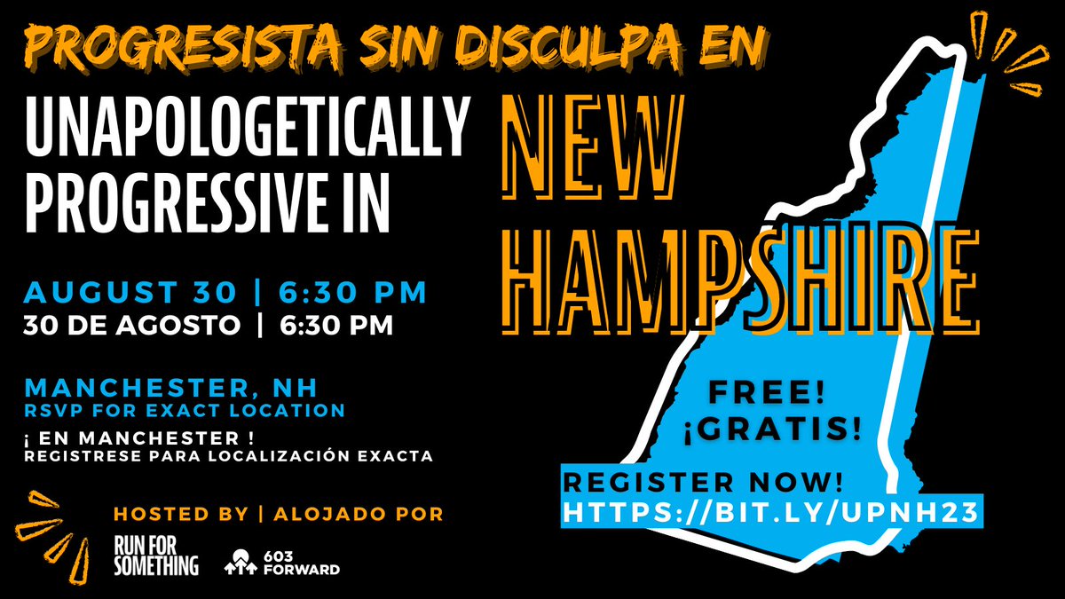 603Forward's tweet photo. We’re teaming up with @RunForSomething for a free event in Manchester! Join us on Aug 30th so we can talk to y’all about the realities of running for office in New Hampshire 🙌
RSVP for exact location: https://t.co/OLqd9QPviE #UP2023 #UPNH #NHPolitics https://t.co/WcadVDBxK1