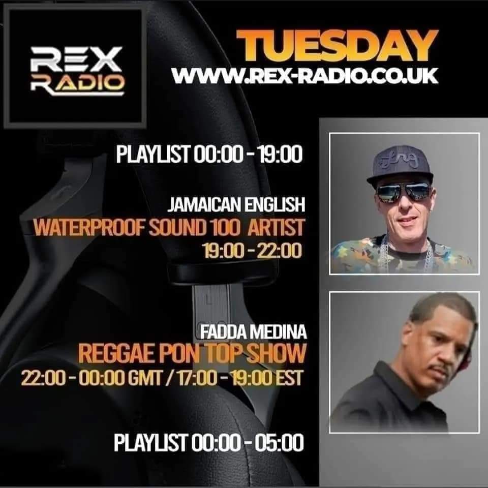 Rex-radio.co.uk 

Tuesday Shows

#Jamaicanenglish #Waterproofsound #101show #faddamedina #reggaepontop #MedinaInternational #london #usa #global #rexradio
