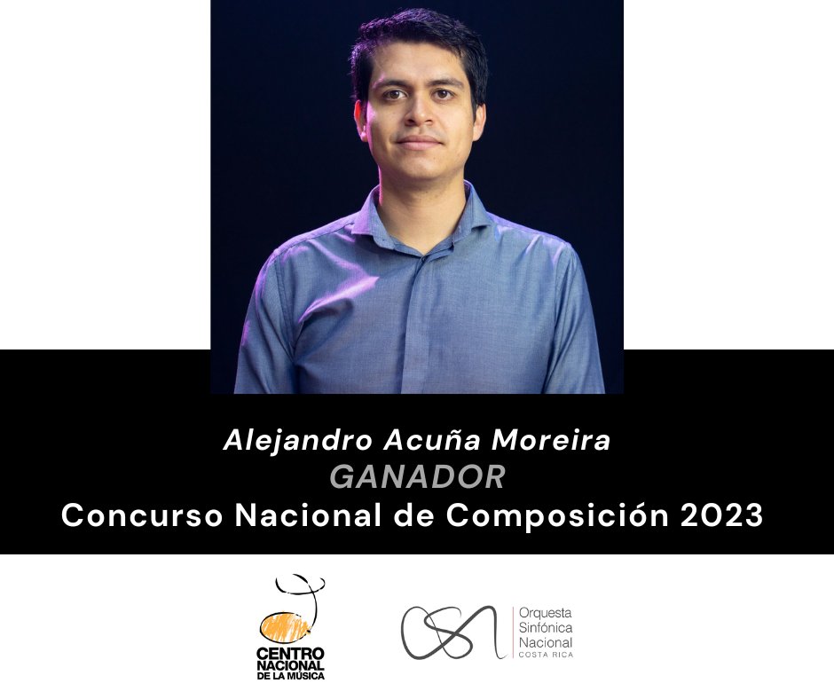El joven Alejandro Acuña Moreira es el GANADOR del primer lugar del Concurso Nacional de Composición 2023.

La obra 𝔸𝕣𝕖𝕟𝕒𝕝 𝟙𝟡𝟞𝟠 ganó la votación del público durante el VII Concierto de Temporada Oficial de la OSNCR.

Comunicado: cnm.go.cr/gcnc23/