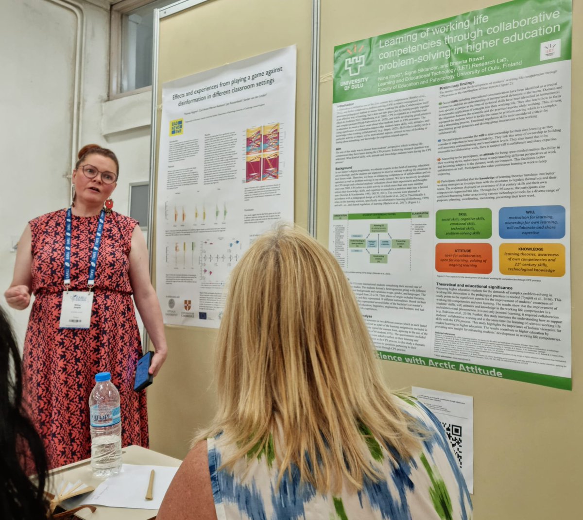 ImpioNiina's tweet image. Today I was presenting our research about skills, will, attitude and knowledge international HE students' learnt through CPS processes @EARLI2023 #LEToulu #LETresearch @SigneSiklander @BhavnaRawat15