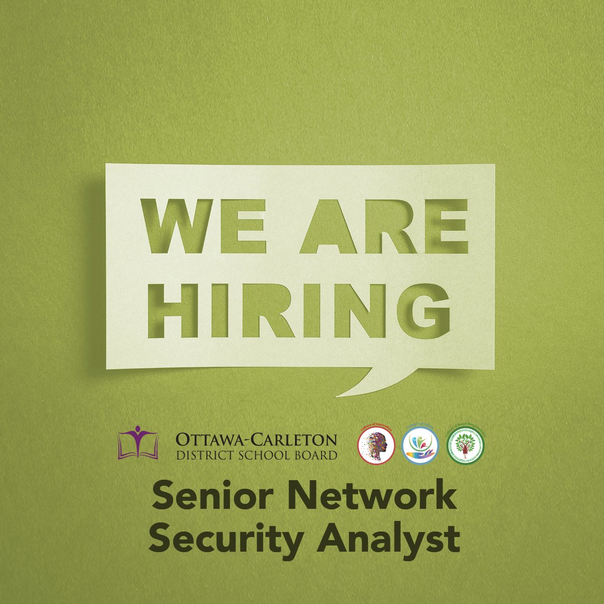 We're hiring! The OCDSB is looking to fill the position of Senior Network Security Analyst. Interested? Applications will be accepted until August 28 at 2:00 p.m. Learn more and apply today: ow.ly/x4R550PBtFJ