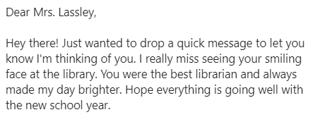 HeatherLassley's tweet photo. When your campus has to split because a new school is built, it is so hard to say goodbye to those students. But when they send messages like this, it makes it even more bittersweet. My students will always be my WHY!
@JeffGuelker @FISD_Libraries #startwithyourwhy @friscoisd https://t.co/fMzRcKrrIZ