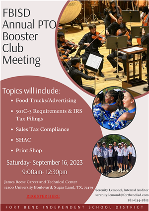 FortBendISD's tweet photo. We ❤️ our volunteers and want to set them up for success! The district will hold its annual meeting for PTO and booster clubs  on Saturday, September 16. #ittakesavillage https://t.co/BWtRMow2mh