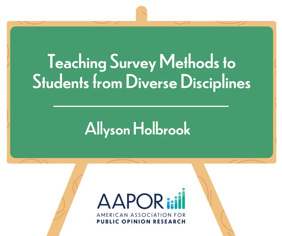 How do you teach survey methods to students from diverse disciplines? Allyson Holbrook presented on this topic at the #aapor annual conference! buff.ly/3DWbb6i