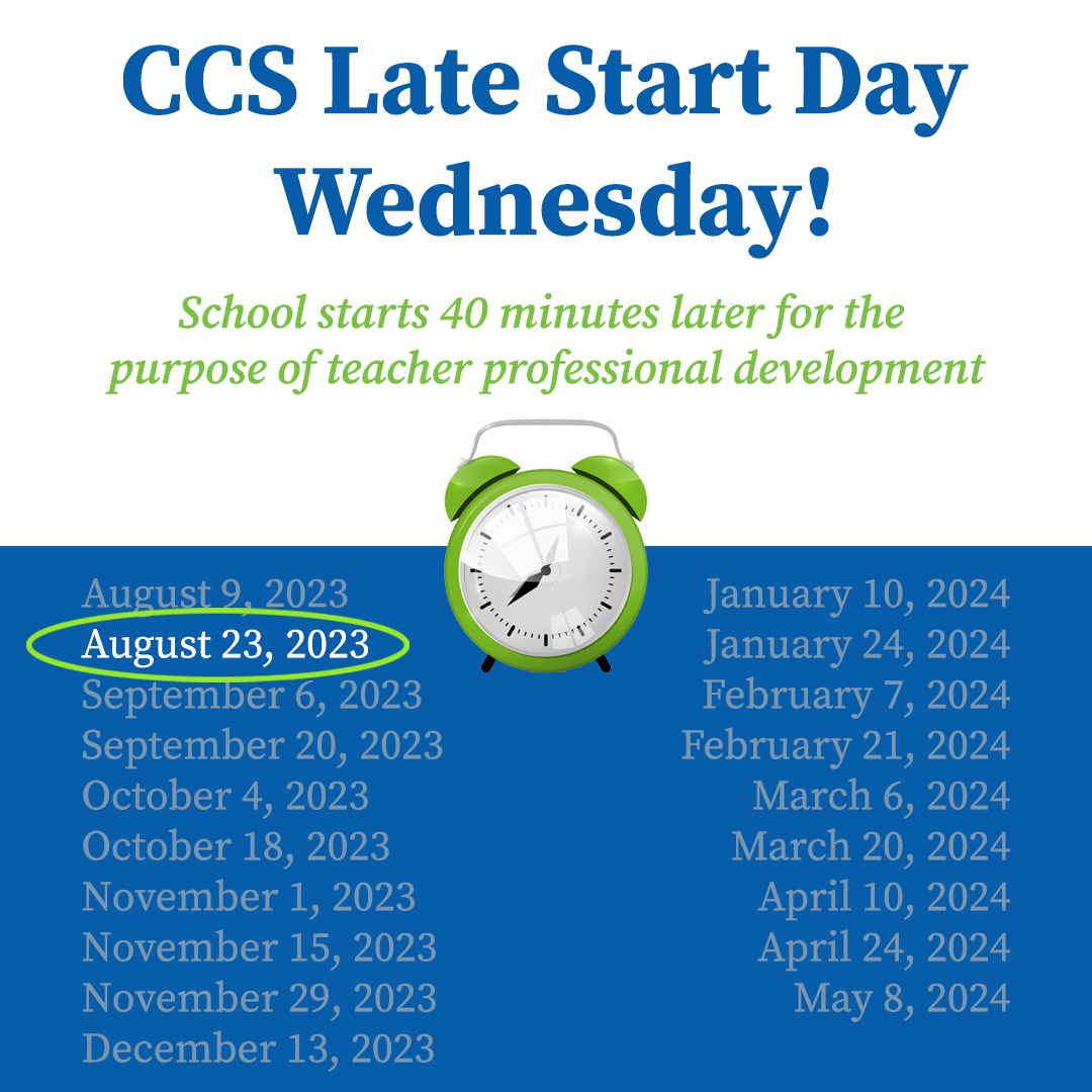 Tomorrow is a Late Start Wednesday. Buses pick up/carpool opens 40 minutes later, with school starting at 8:20am.