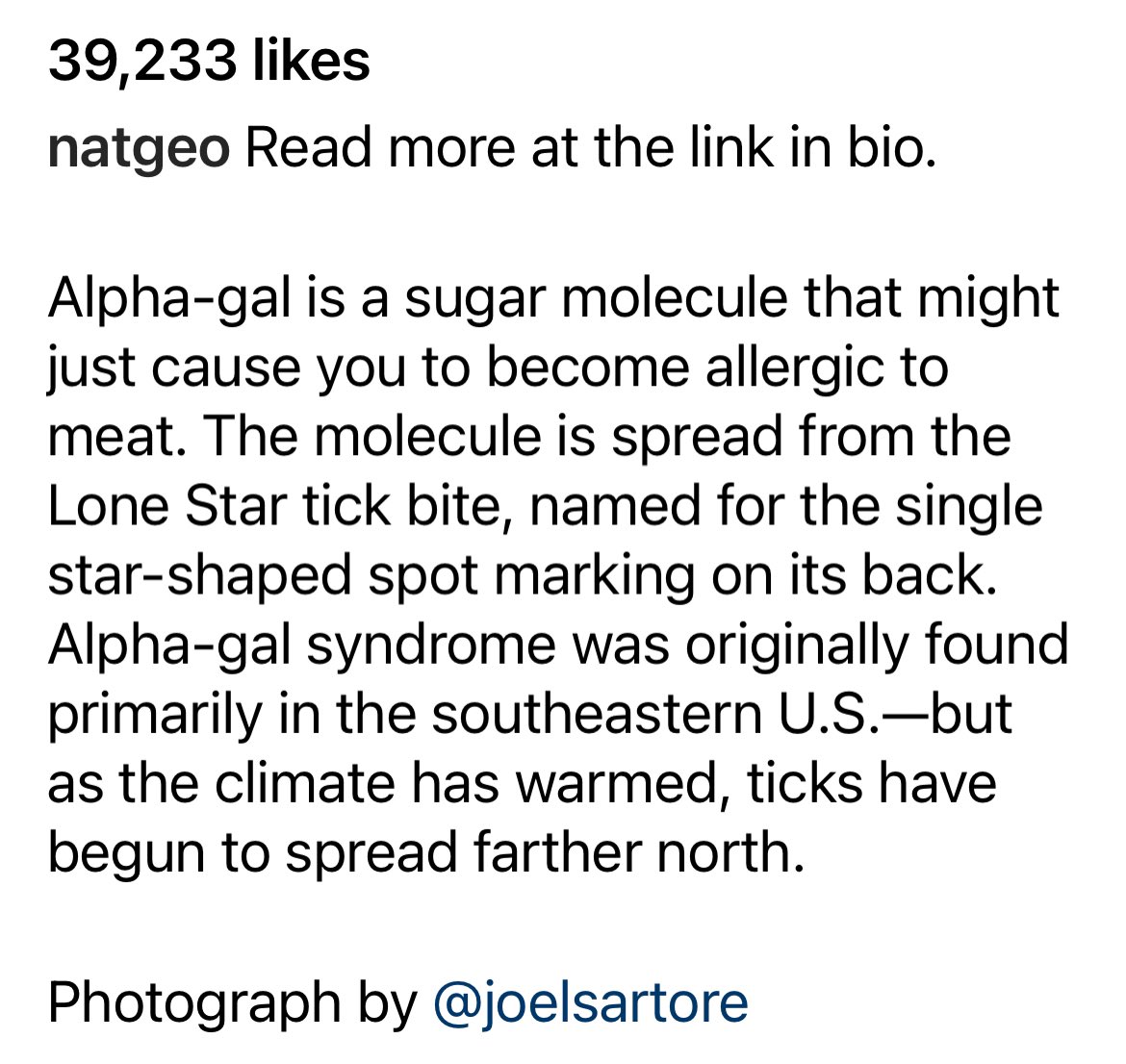 Six years ago, everyone thought we were exaggerating. These days, organizations like National Geographic are spreading awareness. #tickborneillness #ticks #lymedisease #alphagal