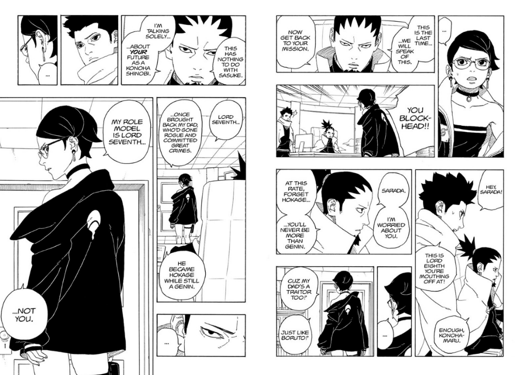 AnimeBallsDeep's tweet photo. Boruto's writing is better than everyone thinks!

Remember When Mitsuki left the village, boruto is the one that told Sarada that if she wants to be hokage, she can't abandon Mitsuki, she is now using this lesson for Boruto and will even abandon that dream for him. https://t.co/wlTXPBcdGP
