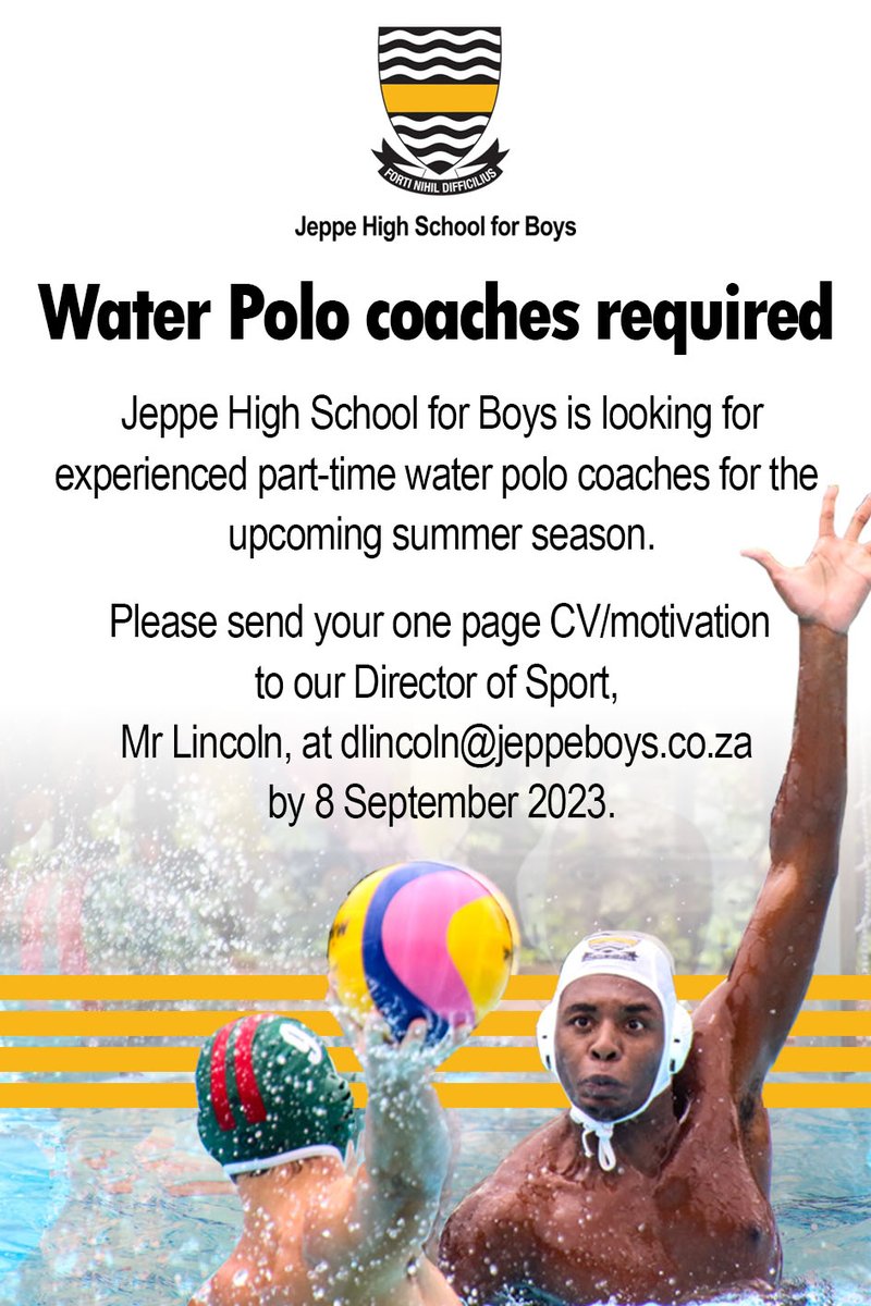 Coaches are required for summer sports at Jeppe. Join our team!