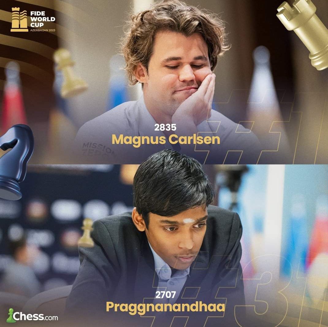ngel58860442's tweet photo. #ChessWorldCup
¡Carlsen se enfrentará hoy en su primera final de la Copa del Mundo al el joven indio de solo 18 años Praggnanandraal!
#Ajedres https://t.co/umKdwUsEZr