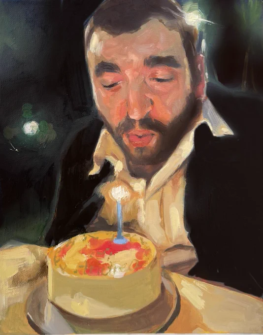 my boyfriends birthday my pov                    vs              his pov (oil on panel) 