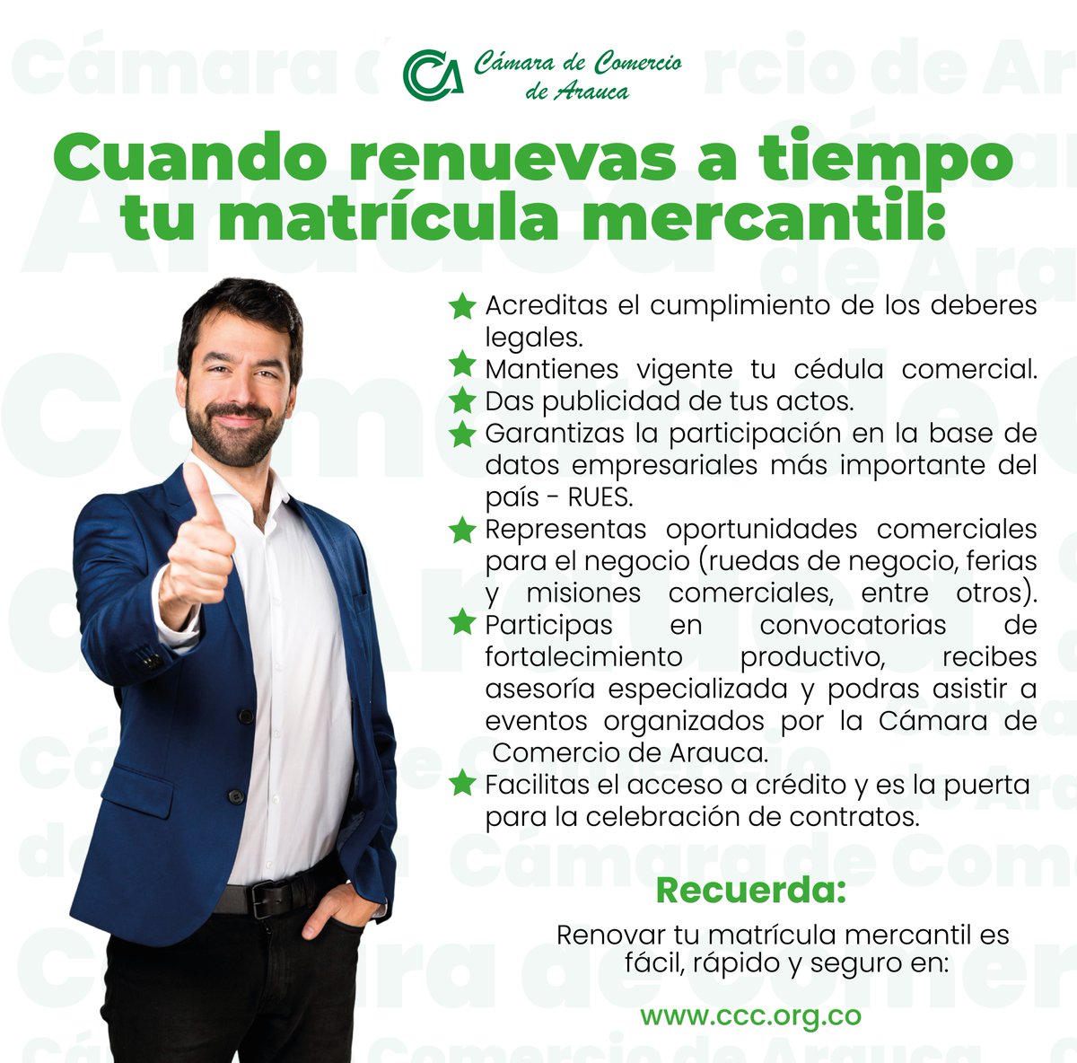 CComercioArauca's tweet photo. 📌 #Empresario no olvides que renovando tu matrícula mercantil obtienes grandes beneficios. En la Cámara De Comercio Arauca renovar tu matrícula es fácil, rápido y seguro.

📲317 6485916 https://t.co/gEkkiI2xER