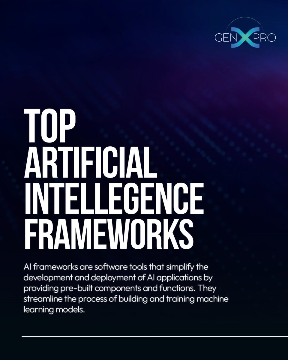 genx_systems's tweet photo. Top AI frameworks like TensorFlow, PyTorch, and Keras lead in scalability and ease of use, while Caffe, Microsoft CNTK, Theano, and Scikit-learn excel in efficiency and versatility.
.
.
.
#top #AI #frameworks #TensorFlow #PyTorch #GenX #genxintegratedsystems https://t.co/5kEQX27l7t