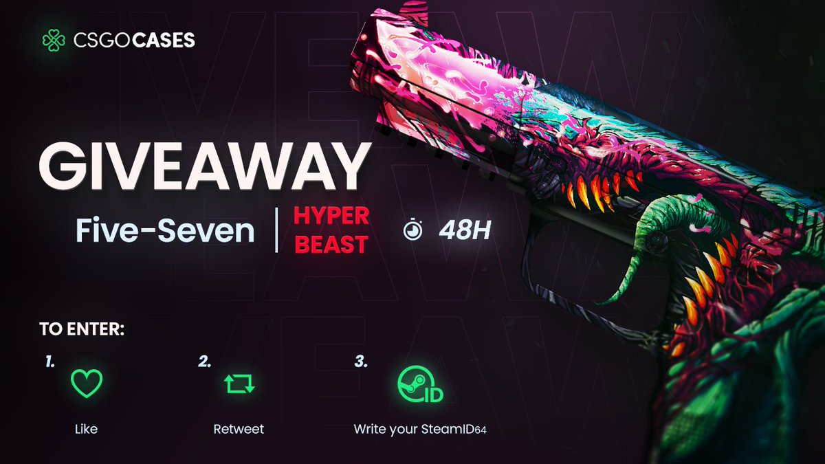 csgocasescom's tweet photo. 💥Five-SeveN | Fowl Play (FN) GIVEAWAY!💥
How to Enter:   
💗Like 
🔁Retweet 
✍️Write your SteamID64

🎁Winner will be announced after 48h⏰
#CSGO #csgoskins #csgocases #csgoskinsgiveaway #csgocommunity #giveaway #CSGOGiveaway #freeskins #csgoskinsfree #skins #csgoskin https://t.co/9vQ0aQfkM5