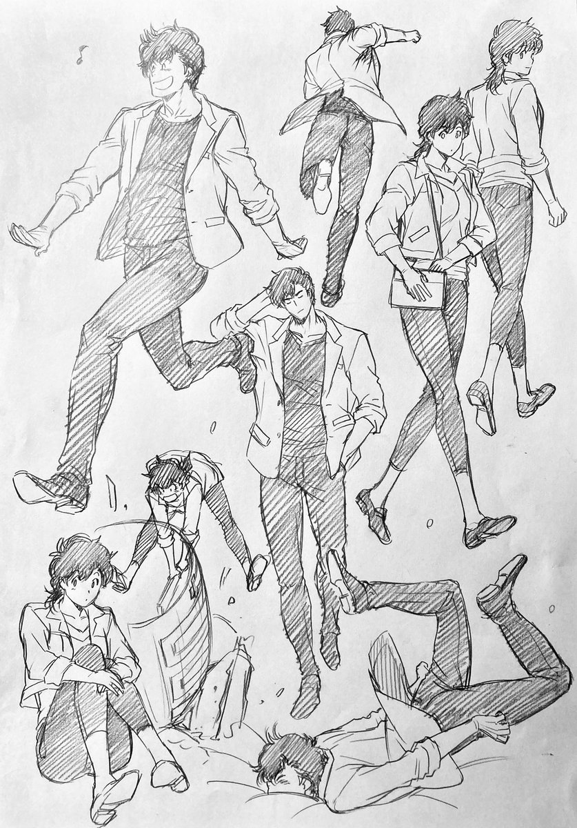 ラフ描き、CH、冴羽さんと香 